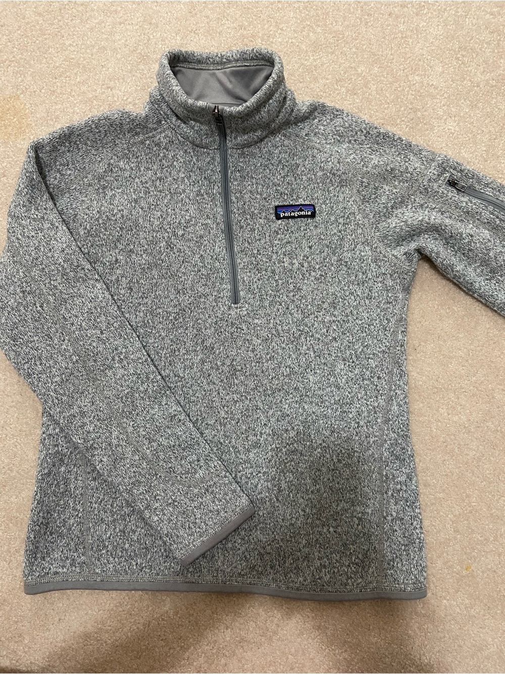 Patagonia Heather Gray Zip-Neck Sweater